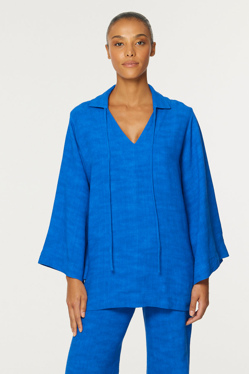 THE TUNIC in COBALT BLUE SHANTUNG