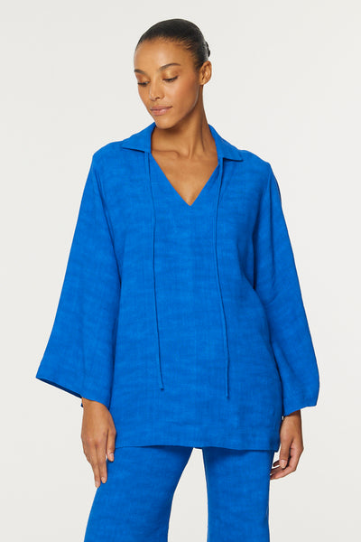 THE TUNIC in COBALT BLUE SHANTUNG