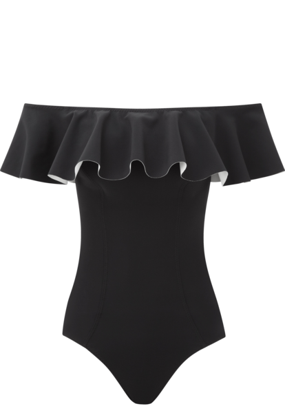 THE MIRA FLOUNCE MAILLOT in BLACK BONDED