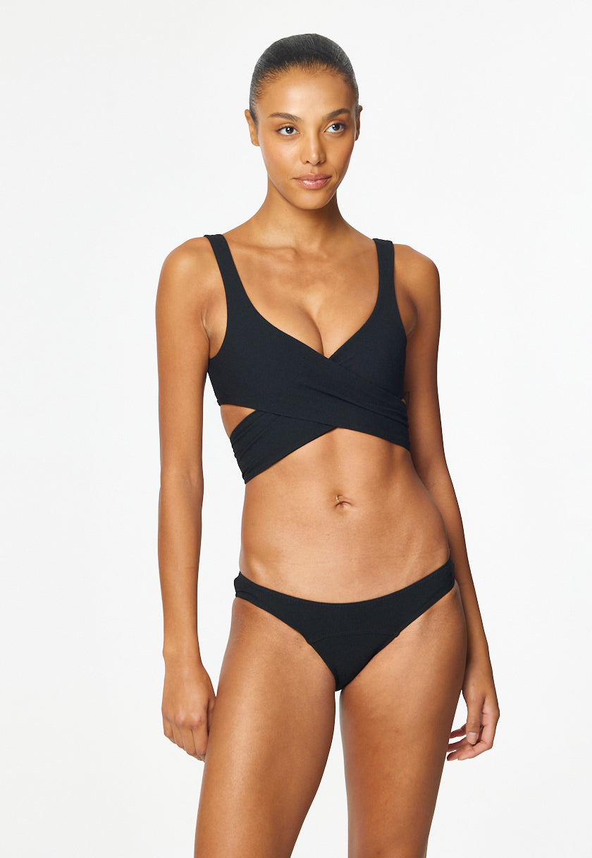THE MARIE-LOUISE BIKINI in BLACK TEXTURED JACQUARD