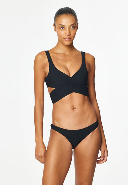 THE MARIE-LOUISE BIKINI in BLACK TEXTURED JACQUARD