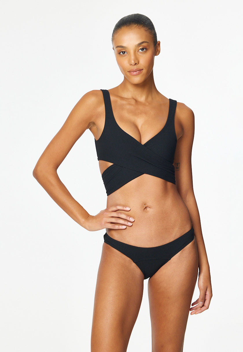 THE MARIE-LOUISE BIKINI in BLACK TEXTURED JACQUARD