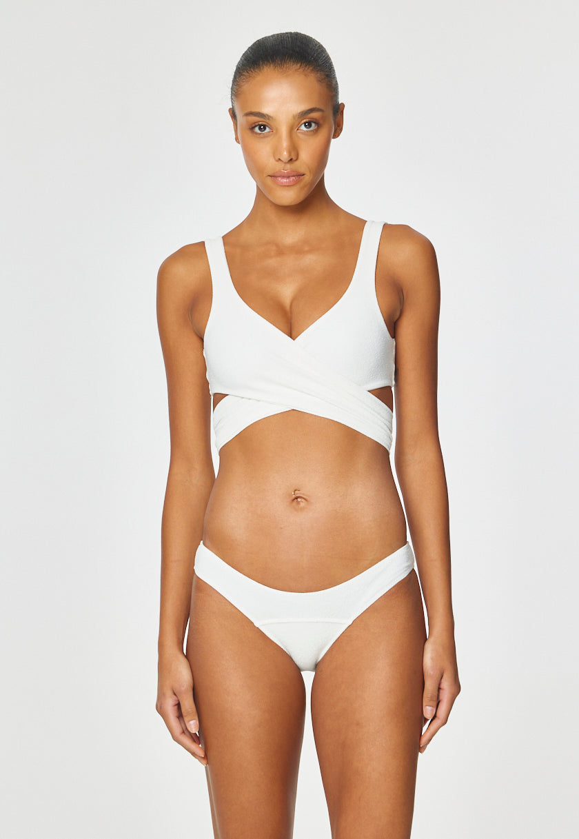 THE MARIE-LOUISE BIKINI in WHITE TEXTURED JACQUARD