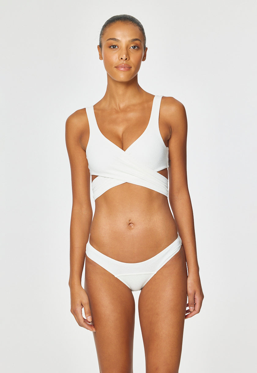 THE MARIE-LOUISE BIKINI in WHITE TEXTURED JACQUARD