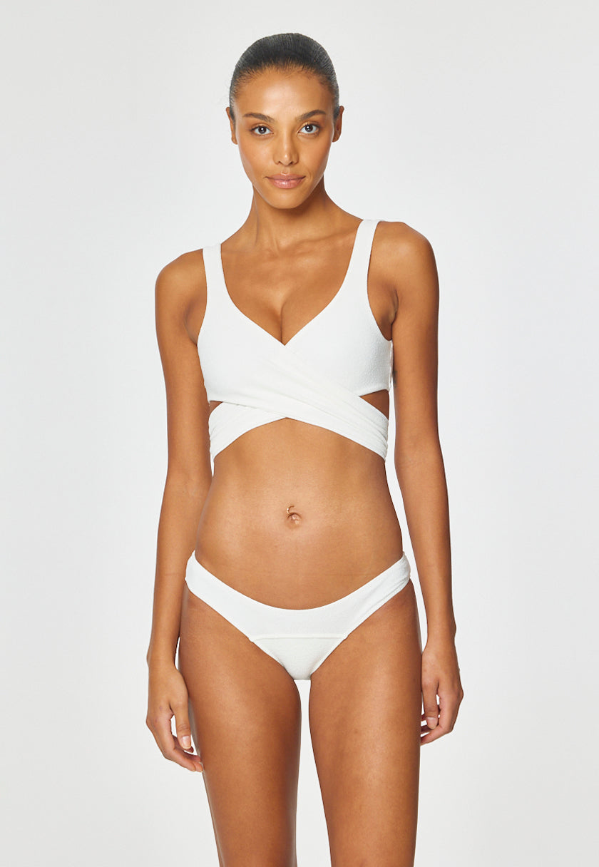 THE MARIE-LOUISE BIKINI in WHITE TEXTURED JACQUARD