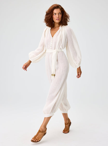 THE POET JUMPSUIT in WHITE GAUZE