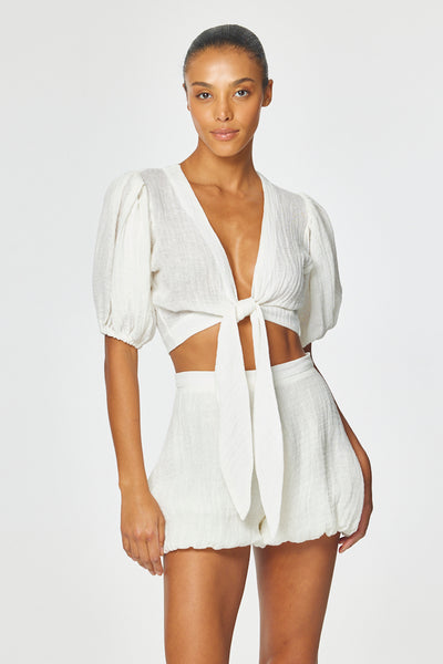 THE POUF SHORT in WHITE GAUZE