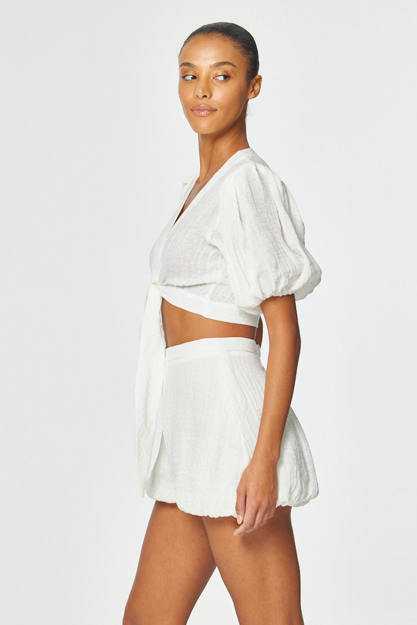 THE POUF SHORT in WHITE GAUZE