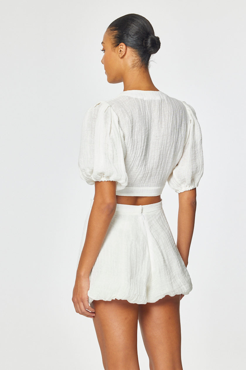 THE POUF SHORT in WHITE GAUZE