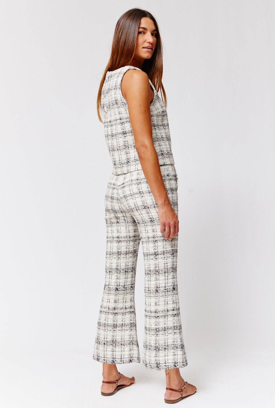 THE FLARE CROPPED TROUSER in BLACK & WHITE TWEED