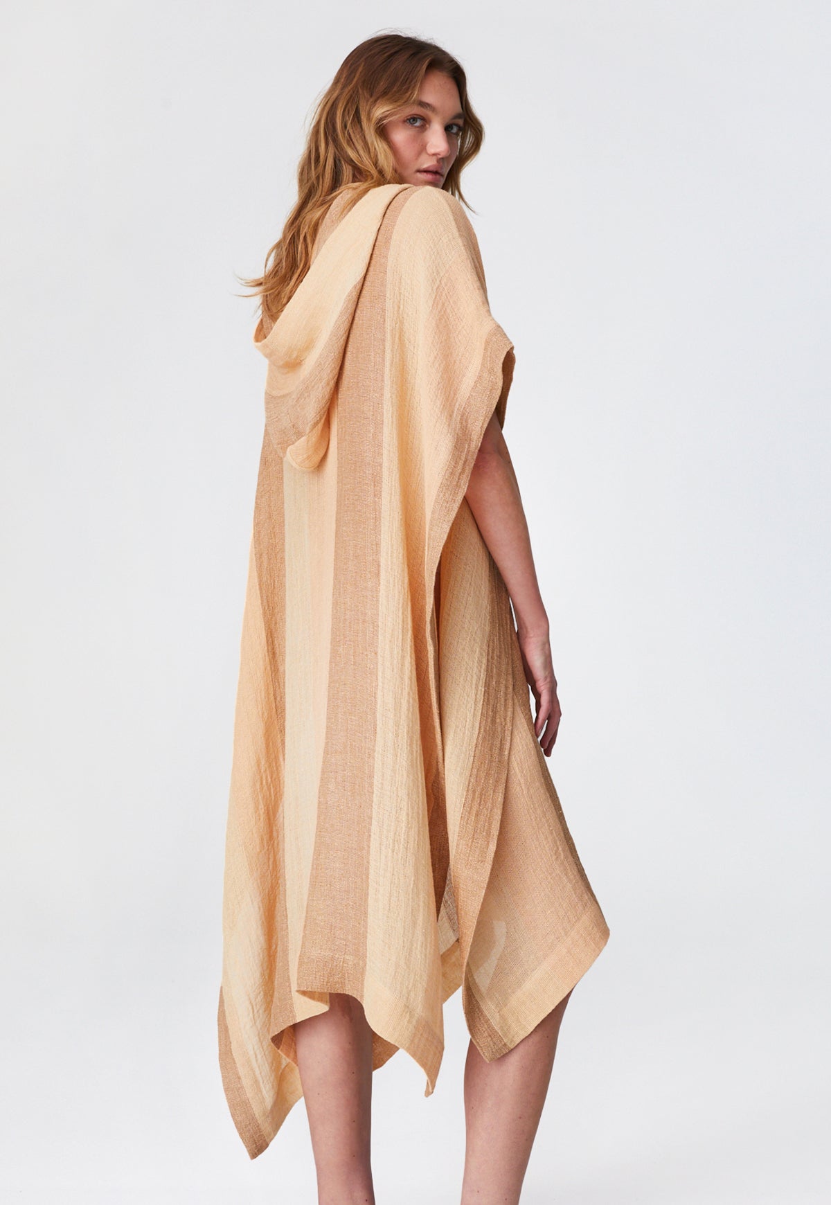 THE BEACH PONCHO in DESERT AWNING STRIPED CHIOS GAUZE