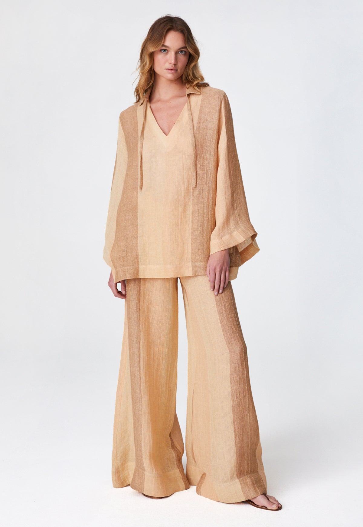 THE TUNIC TOP in DESERT AWNING STRIPED CHIOS GAUZE