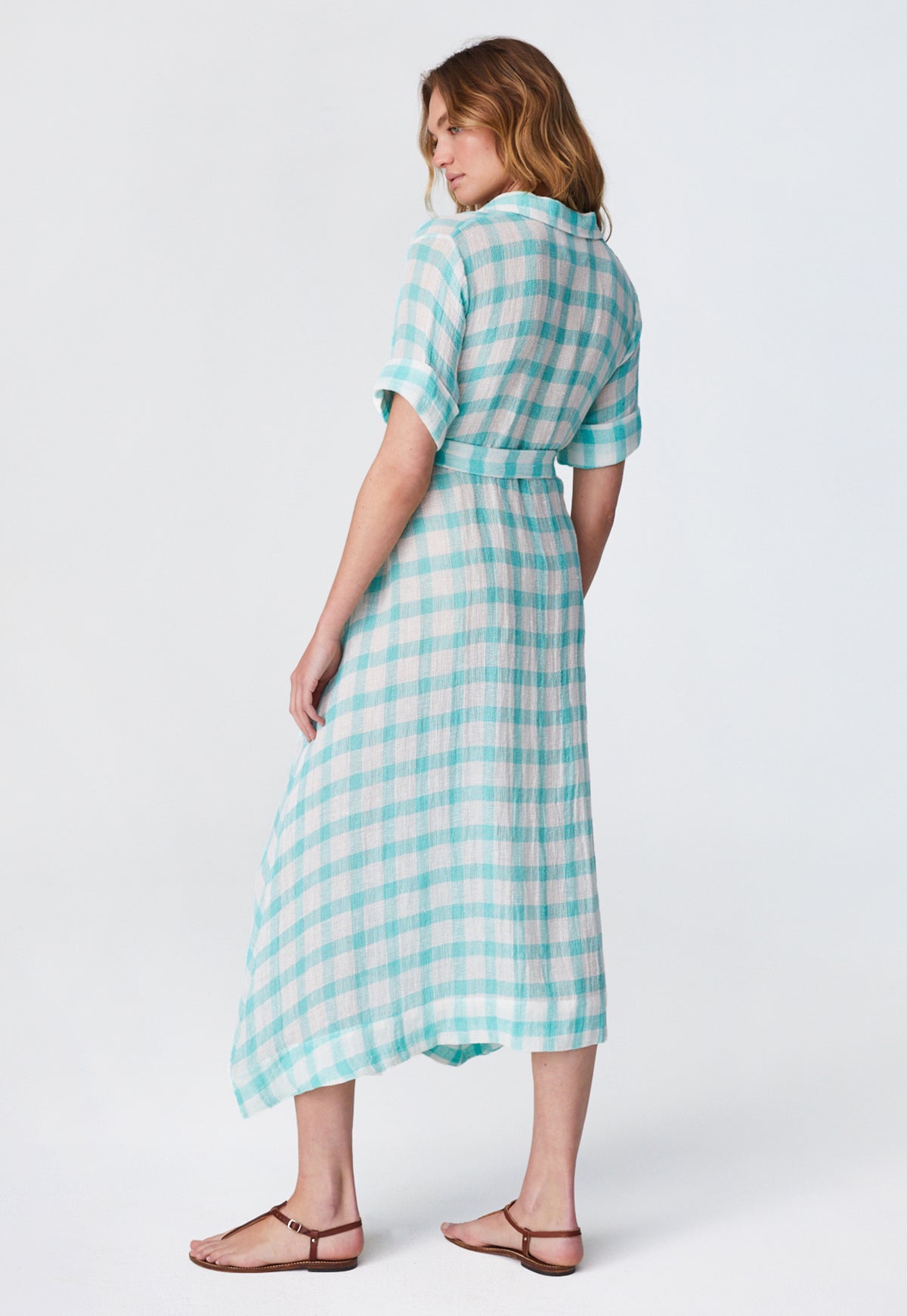 porridge gingham midi shirt dress Anthropologie Porridge Gingham Midi Shirt
