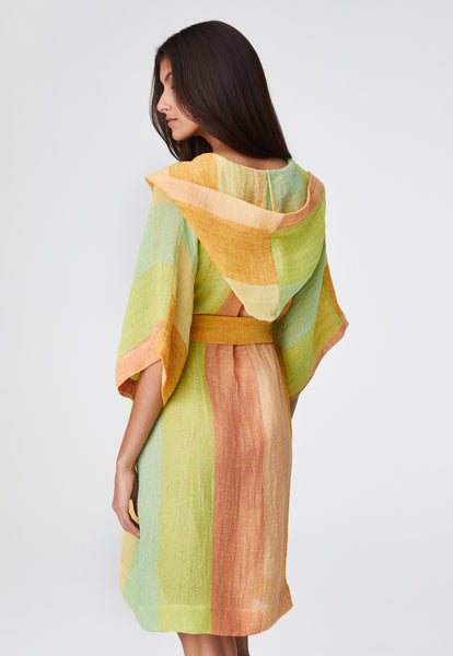 THE DRESSING GOWN in CITRUS AWNING STRIPED GAUZE