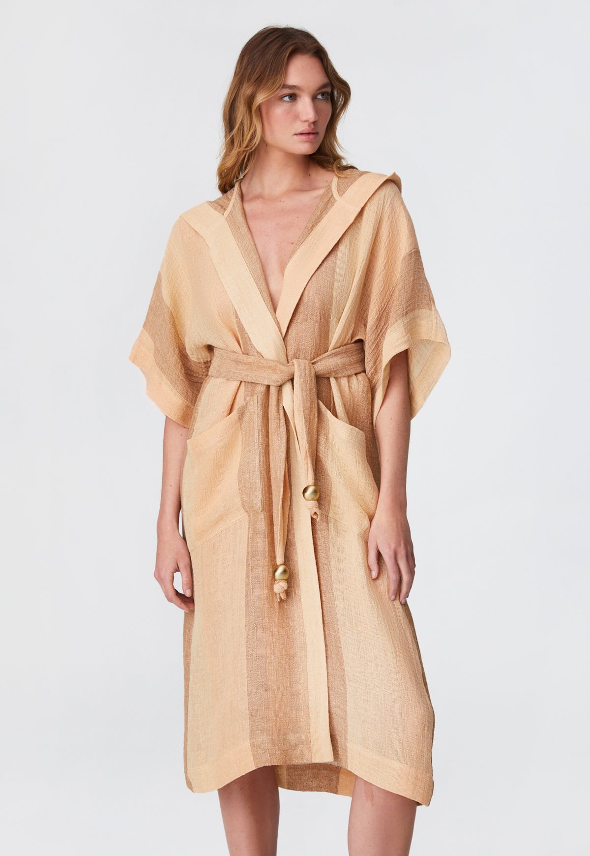 THE DRESSING GOWN in DESERT AWNING STRIPED GAUZE