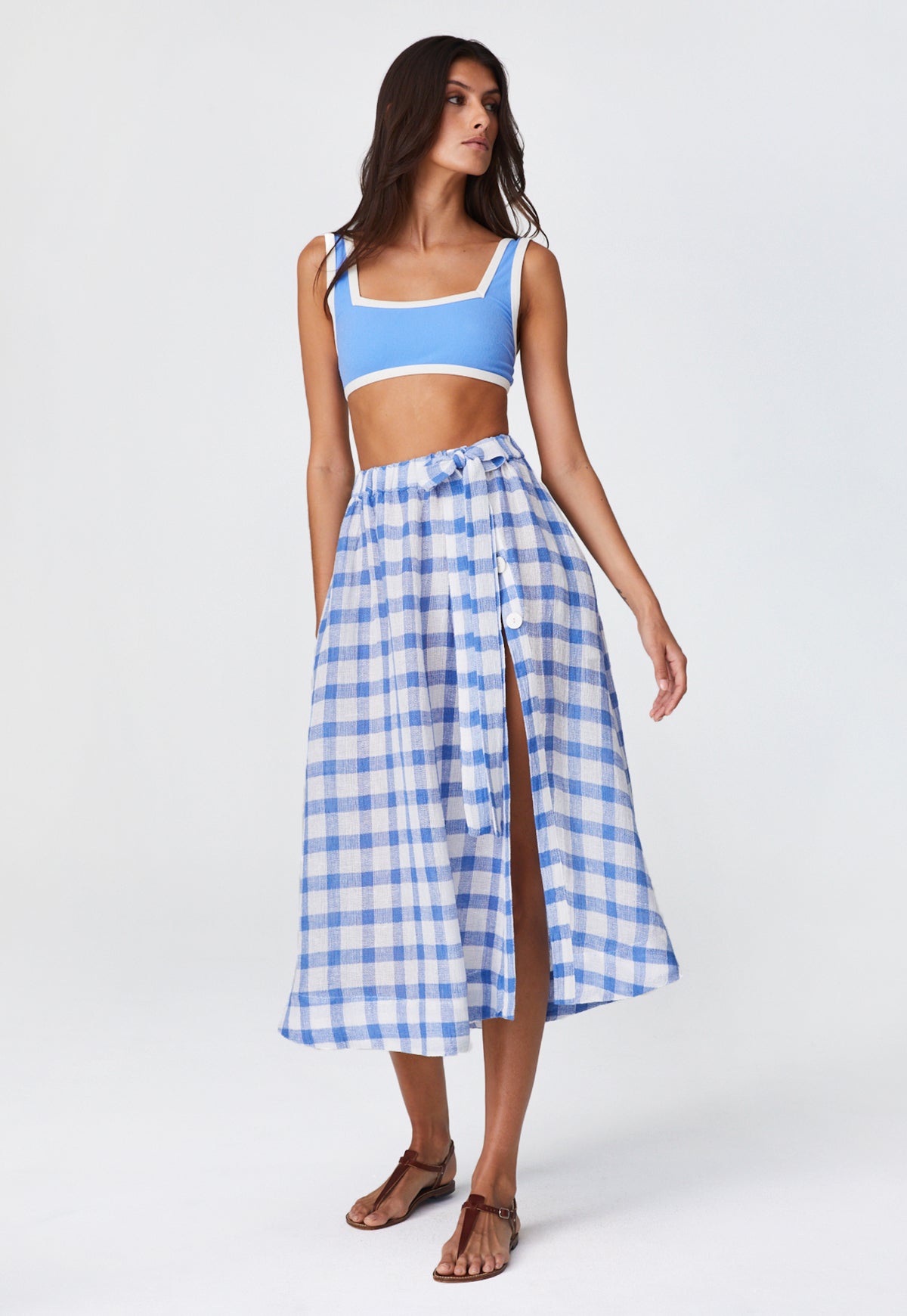 THE FULL CIRCLE SKIRT in AZURE GINGHAM CHIOS GAUZE