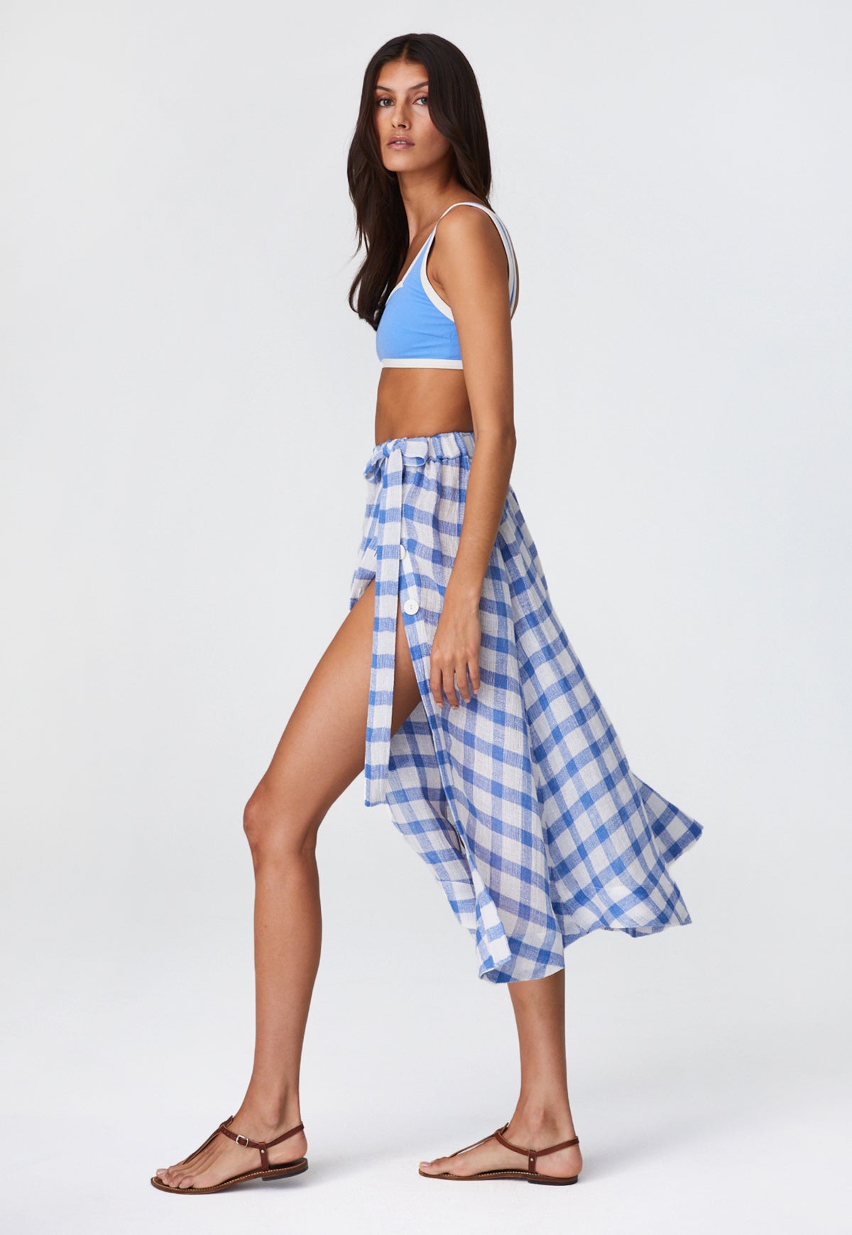 THE FULL CIRCLE SKIRT in AZURE GINGHAM CHIOS GAUZE