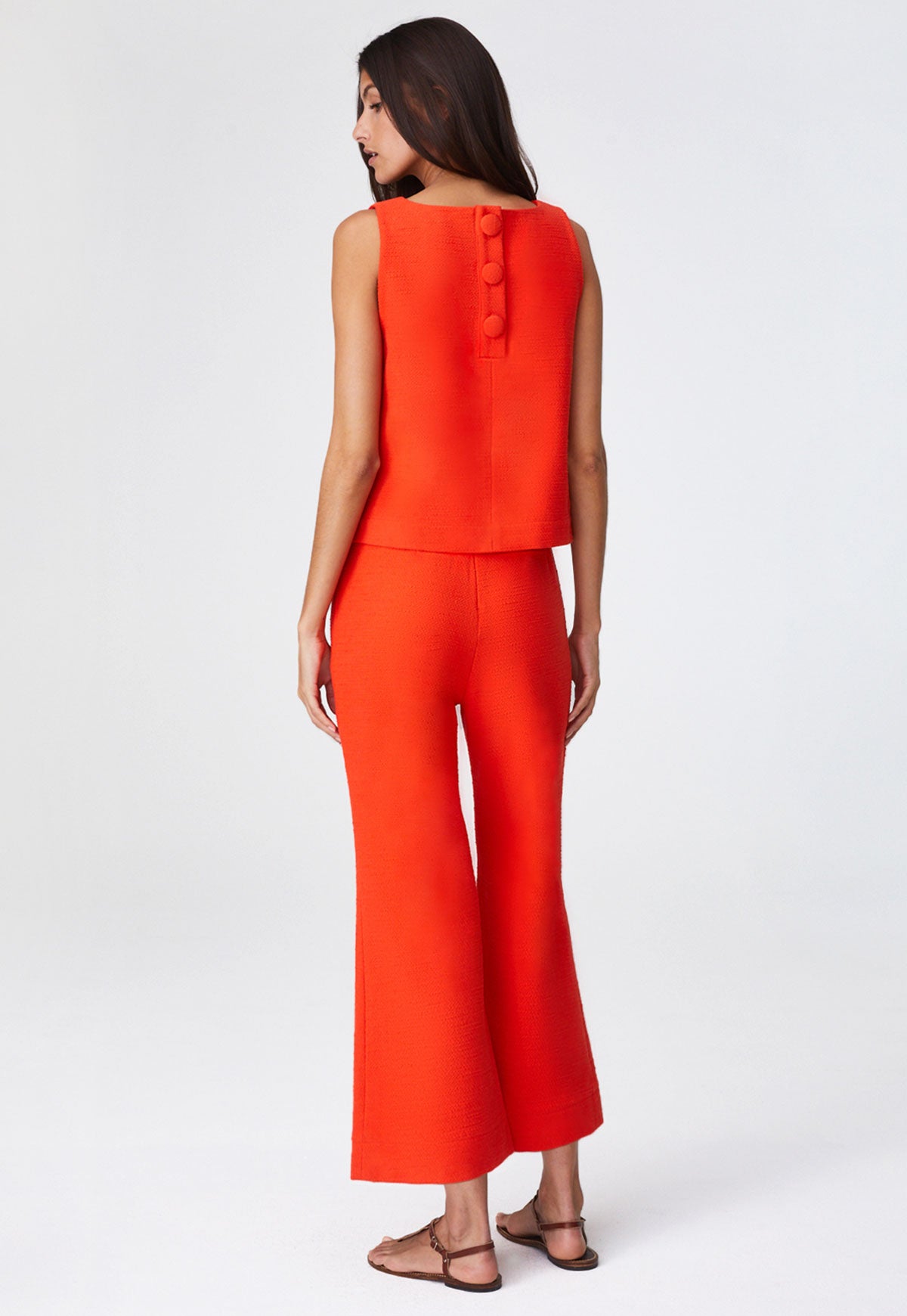 THE FLARE TROUSER in TOMATO TEXTURED COTTON
