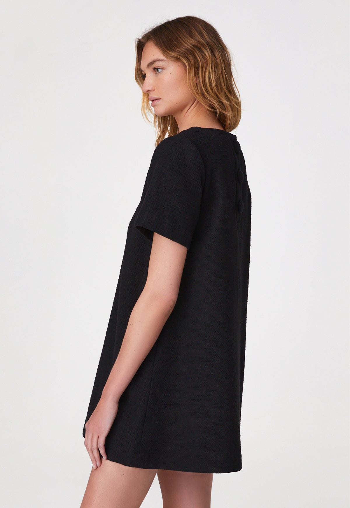THE T-SHIRT DRESS in Black Textured Cotton Black Textured Cotton / 2023SP495 BTC / 1 - XS THE T-SHIRT DRESS in Black Textured Cotton Black Textured Cotton / 2023SP495 BTC / 1 - XS