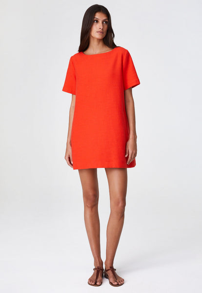 THE T-SHIRT DRESS in TOMATO TEXTURED COTTON