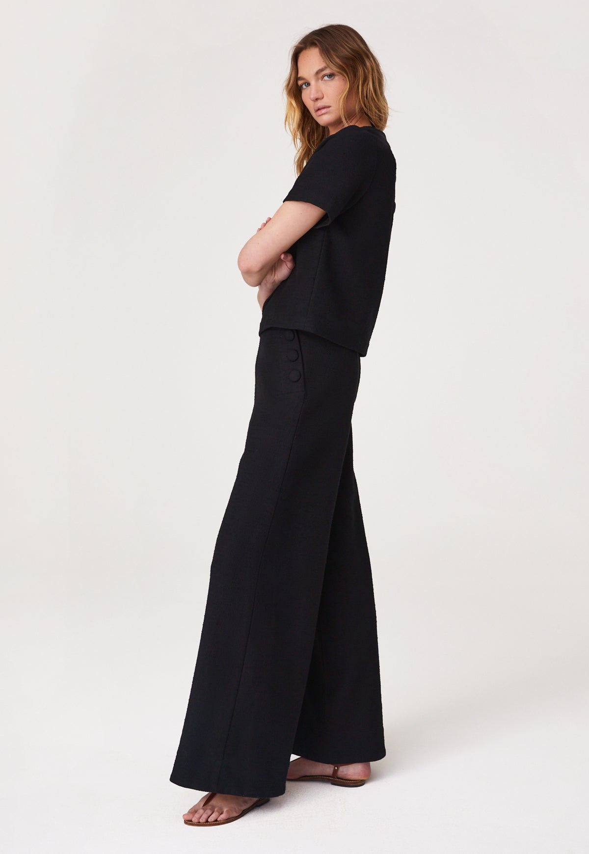 THE SAILOR PANT in BLACK TEXTURED COTTON