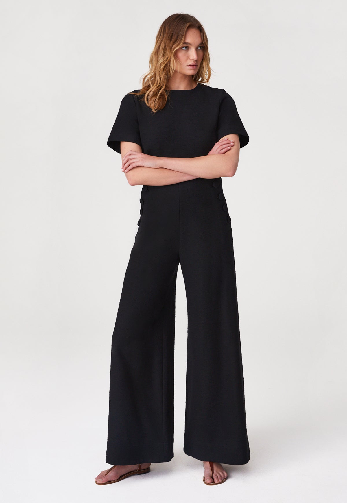 THE SAILOR PANT in BLACK TEXTURED COTTON