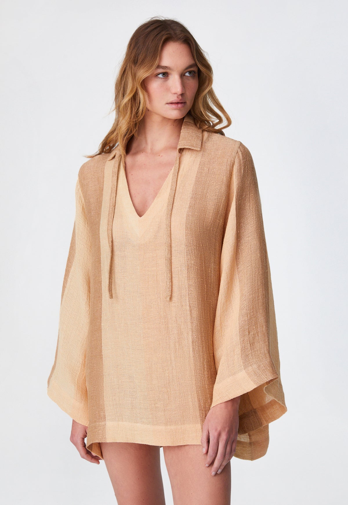 THE TUNIC TOP in DESERT AWNING STRIPED CHIOS GAUZE