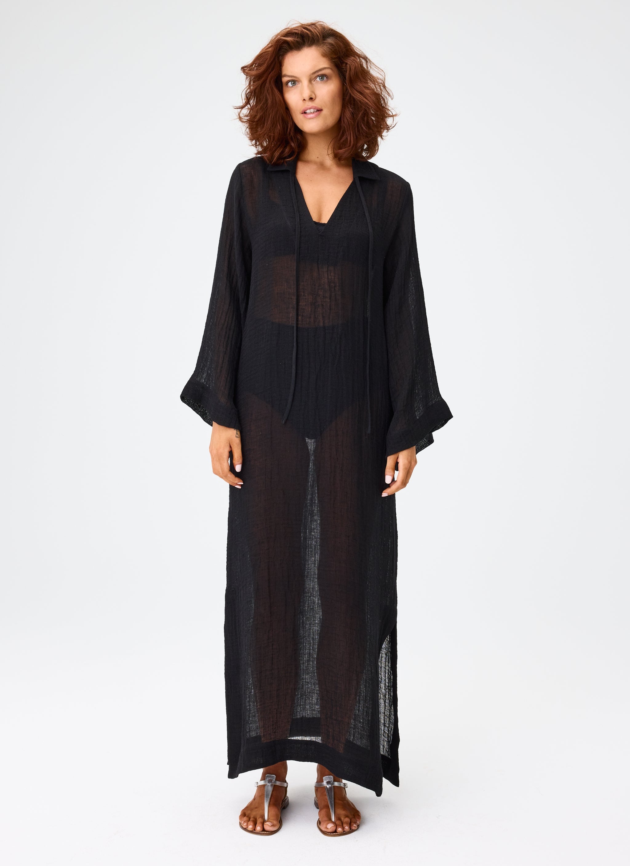 THE TUNIC CAFTAN in BLACK SORRENTO GAUZE