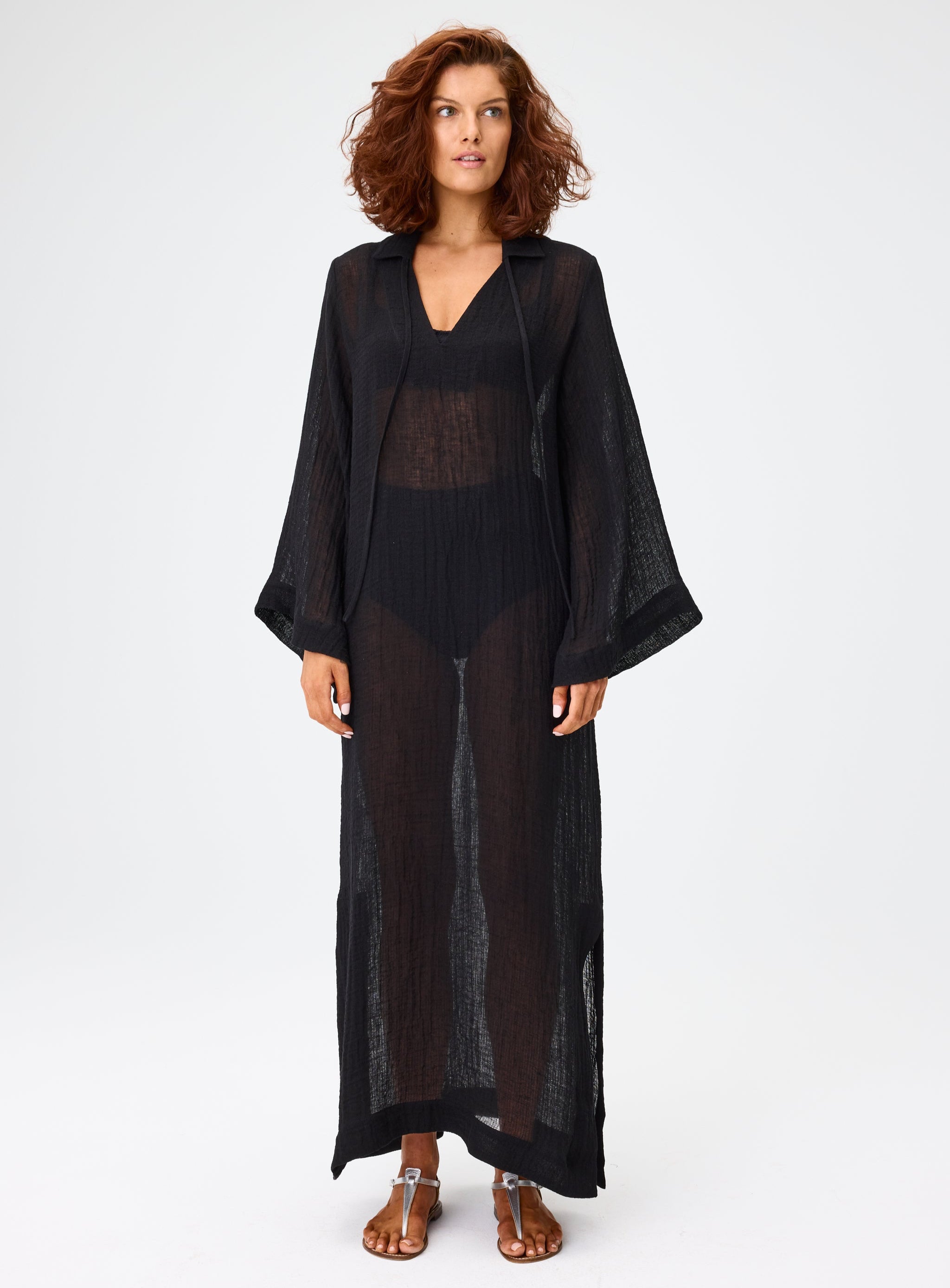 THE TUNIC CAFTAN in BLACK SORRENTO GAUZE