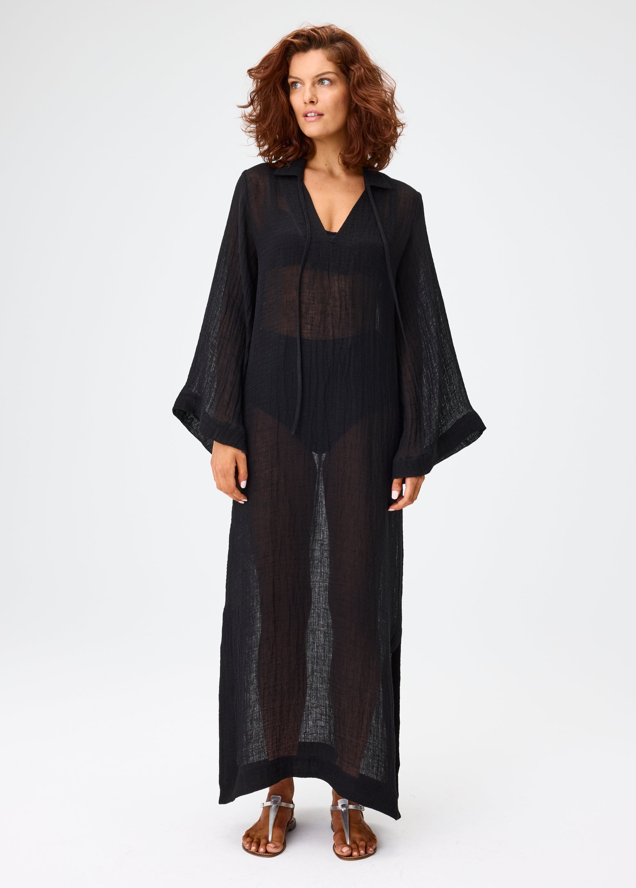 THE TUNIC CAFTAN in BLACK SORRENTO GAUZE