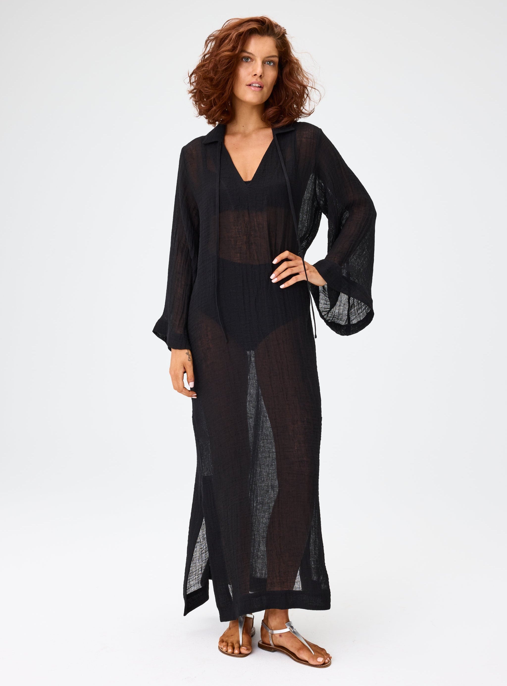THE TUNIC CAFTAN in BLACK SORRENTO GAUZE