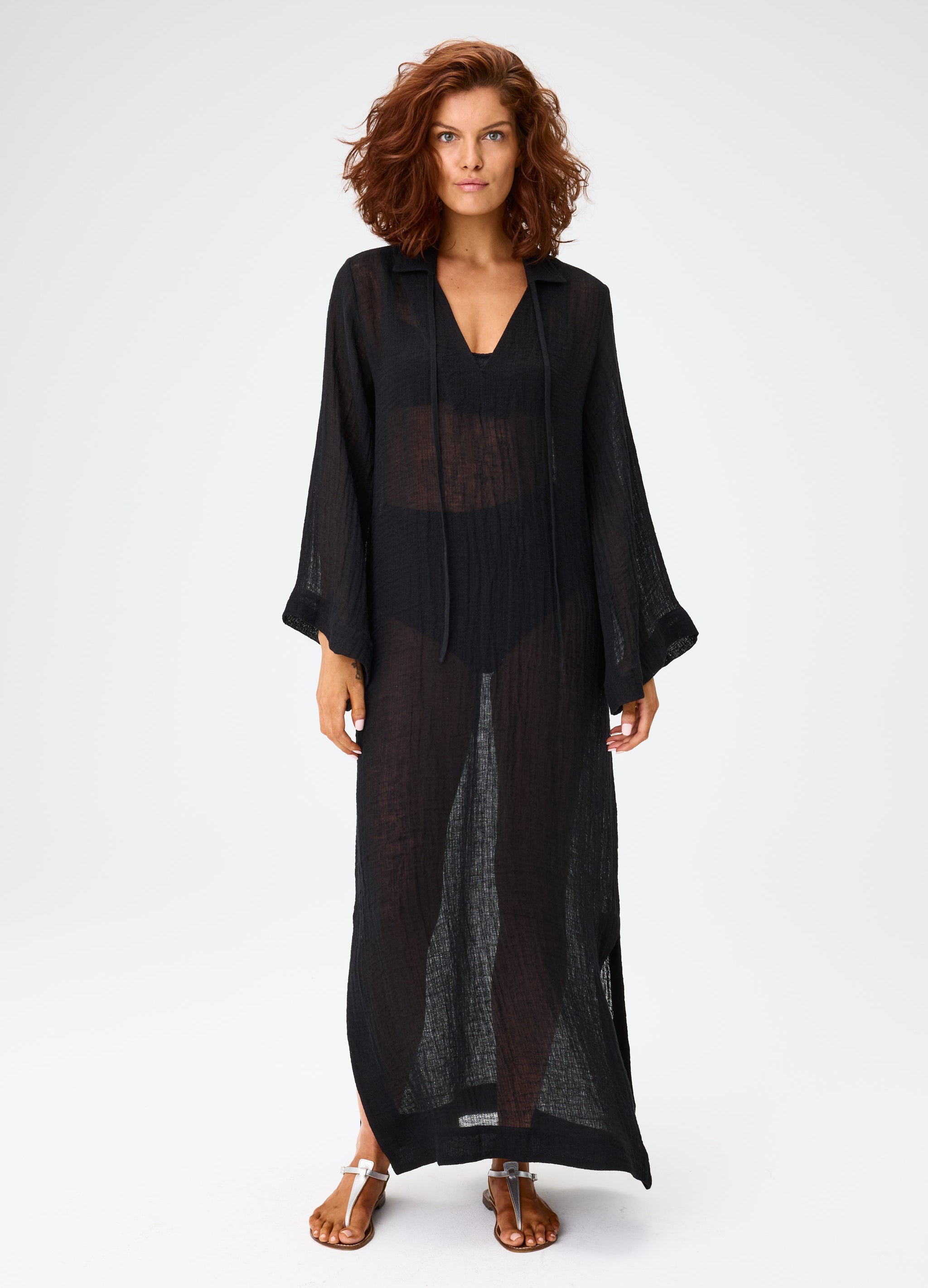 THE TUNIC CAFTAN in BLACK SORRENTO GAUZE