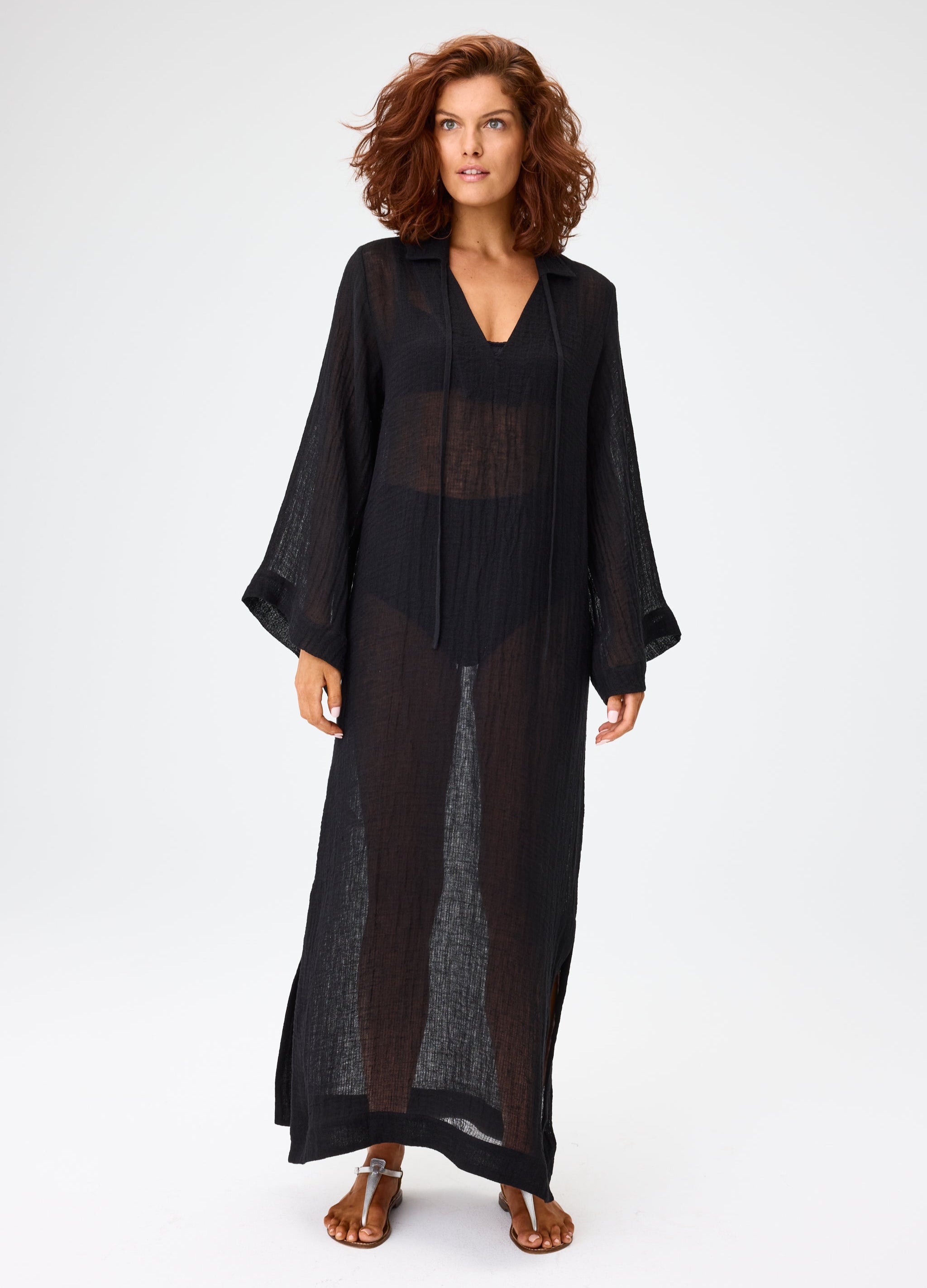 THE TUNIC CAFTAN in BLACK SORRENTO GAUZE