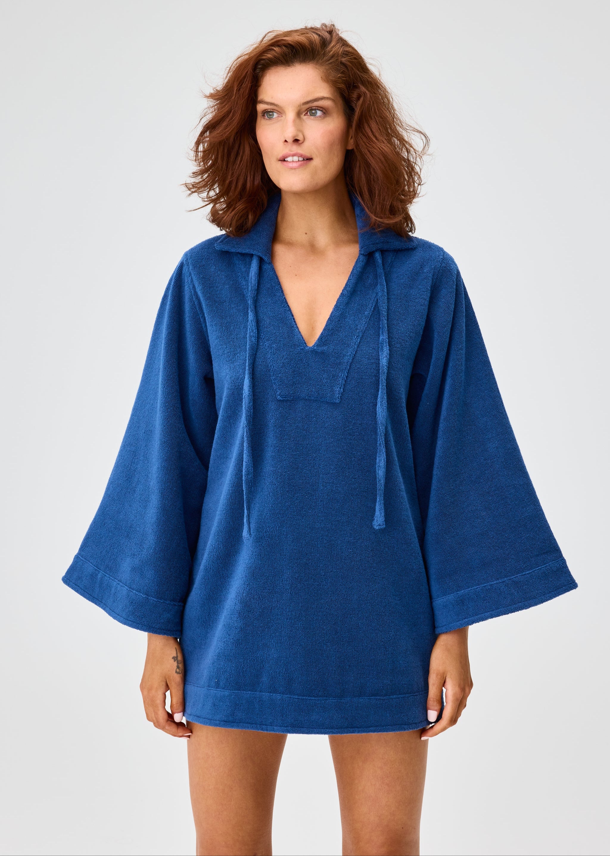 THE TUNIC MINI DRESS in NAVY TERRY CLOTH