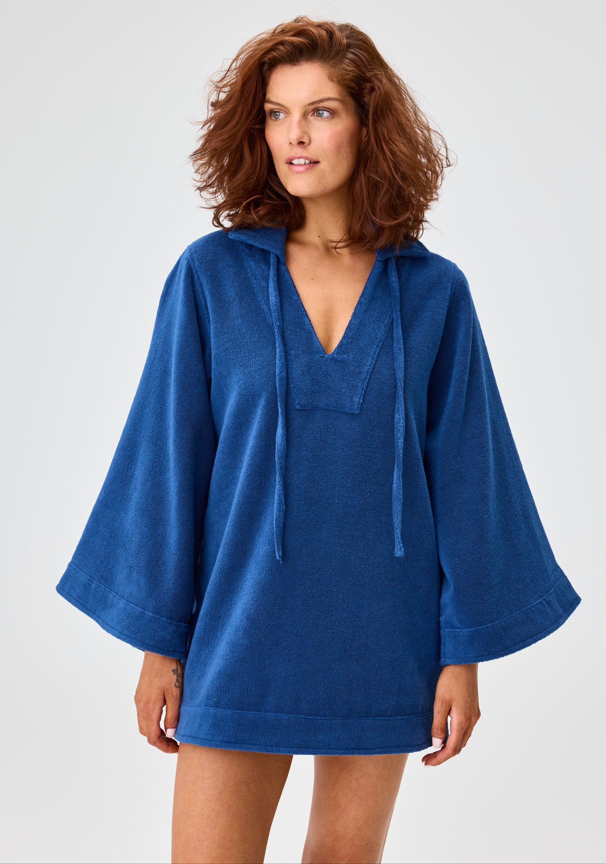 THE TUNIC MINI DRESS in NAVY TERRY CLOTH THE TUNIC MINI DRESS in NAVY TERRY CLOTH