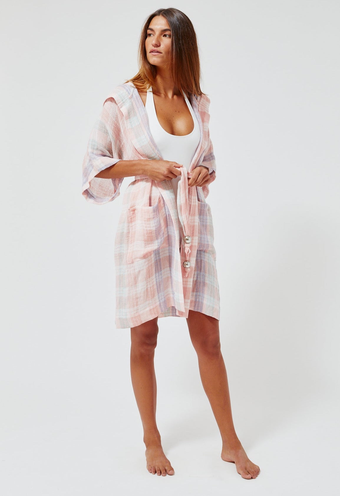 THE DRESSING GOWN in MADRAS GAUZE Lisa Marie Fernandez