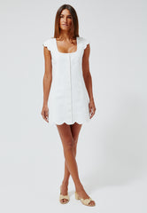 本格派ま！ 13_SCALLOP_CAP_SLEEVE_DRESS_WH ワンピース