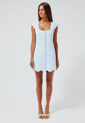 THE SCALLOP DRESS in PALE BLUE SWISS DOT PIQUE COTTON – Lisa Marie