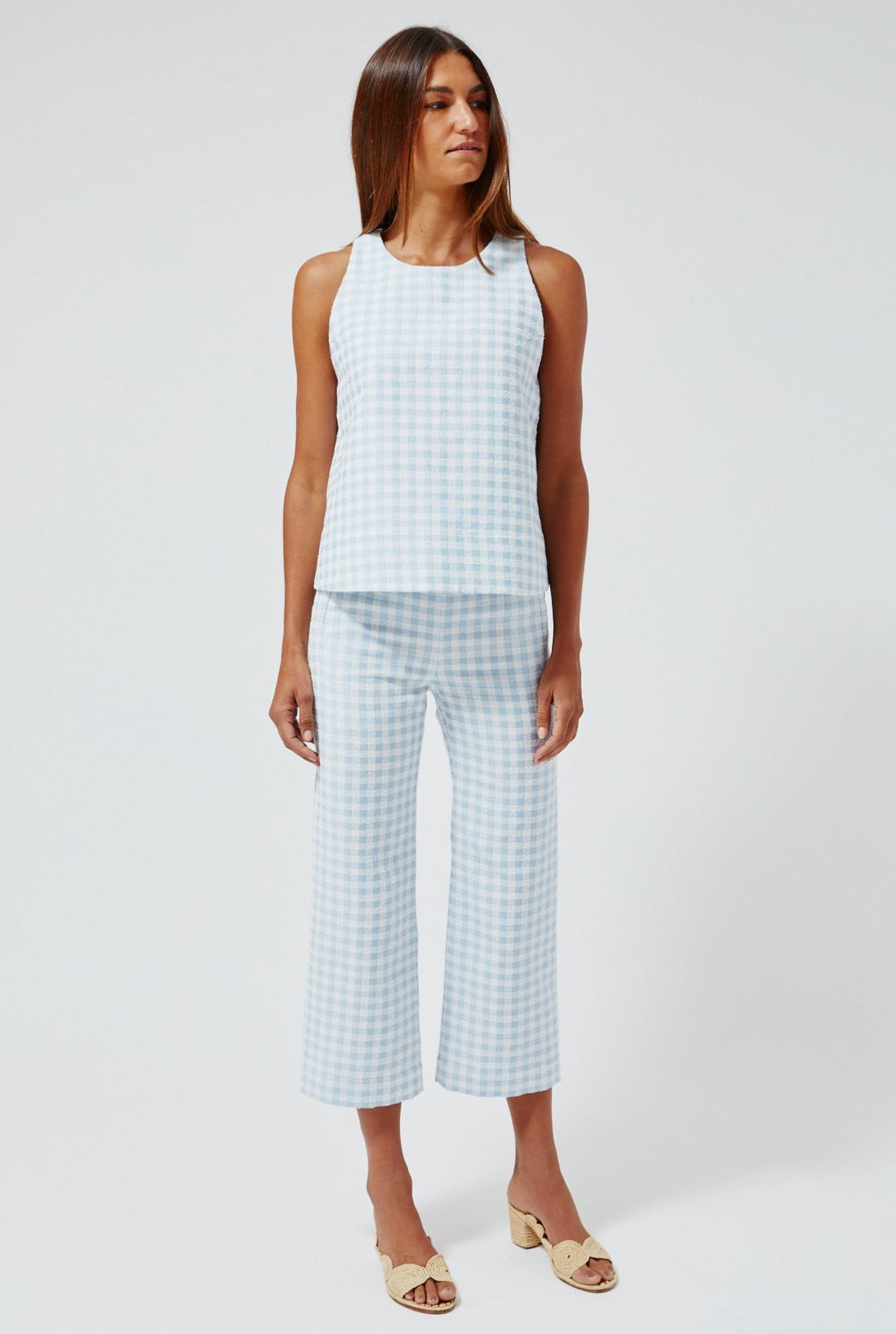 THE TRAPEZE TOP in VINTAGE BLUE GINGHAM BOUCLE COTTON
