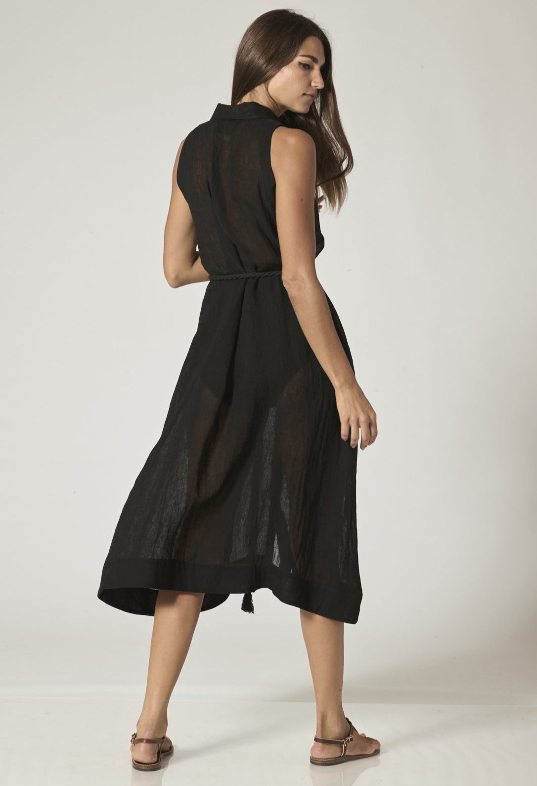 ALISON BLACK GAUZE SHIRT DRESS