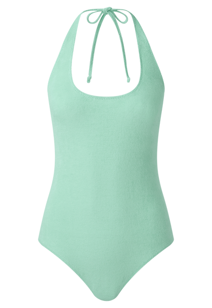 THE AMBER MAILLOT in SEAFOAM TERRY CLOTH