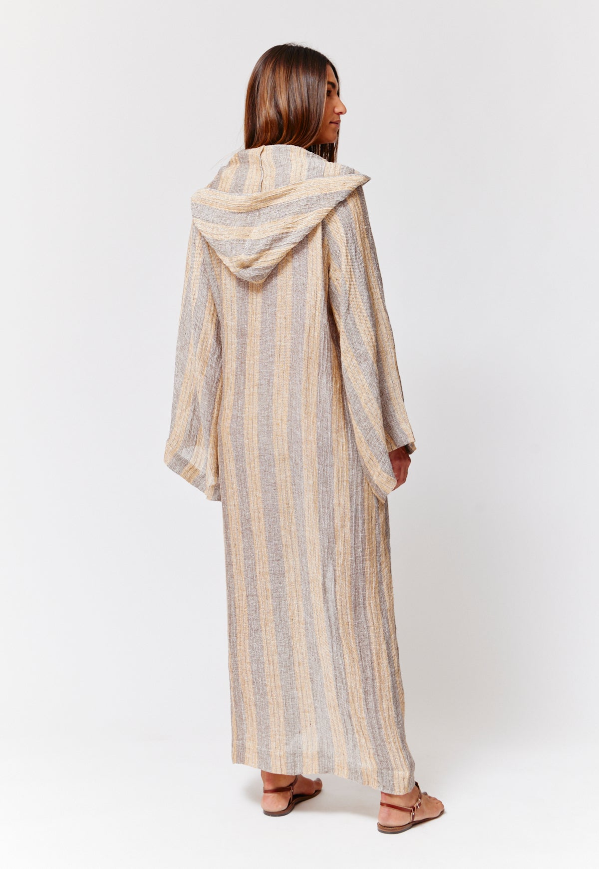 THE BEACH CAPE in SIENA & NATURAL STRIPED CHIOS GAUZE