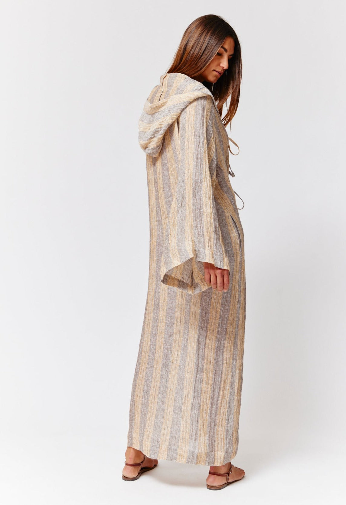 THE BEACH CAPE in SIENA & NATURAL STRIPED CHIOS GAUZE
