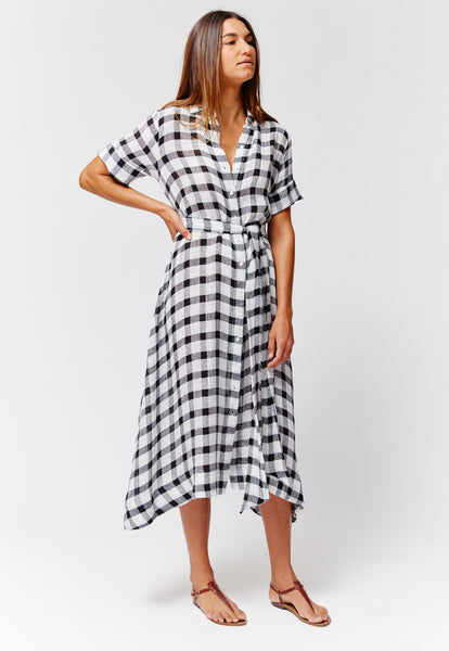 THE CLASSIC SHIRT DRESS in BLACK & WHITE GINGHAM CHIOS GAUZE – Lisa ...