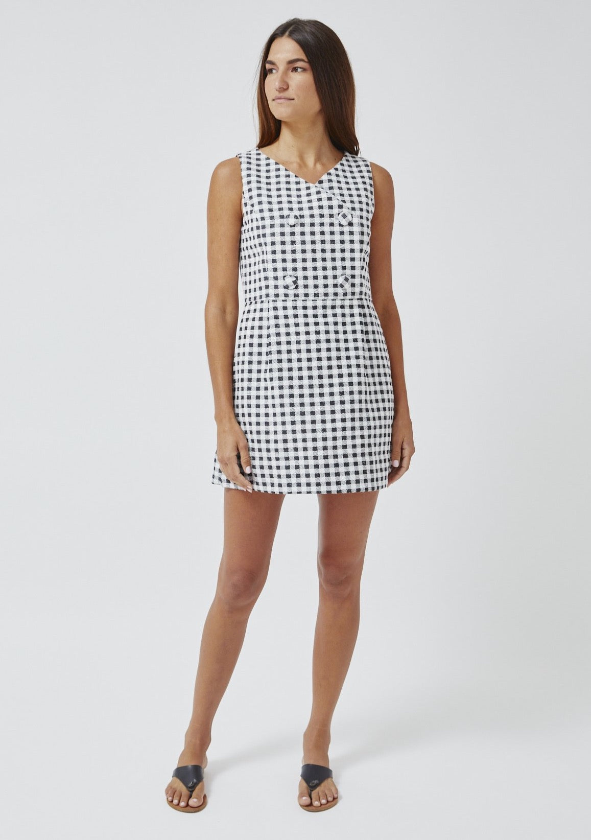 THE JACKIE MINI DRESS in GINGHAM BOUCLE