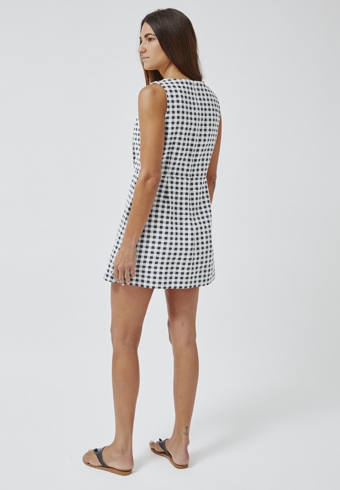 THE JACKIE MINI DRESS in GINGHAM BOUCLE