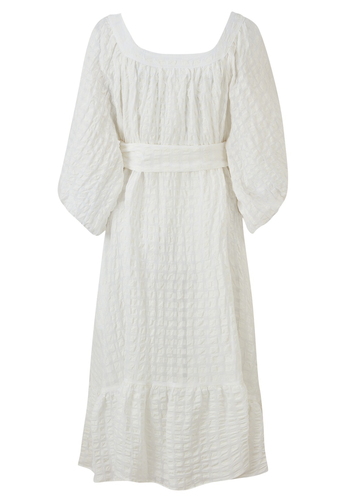 LAURE WHITE TIE DYE CHECK COTTON DRESS