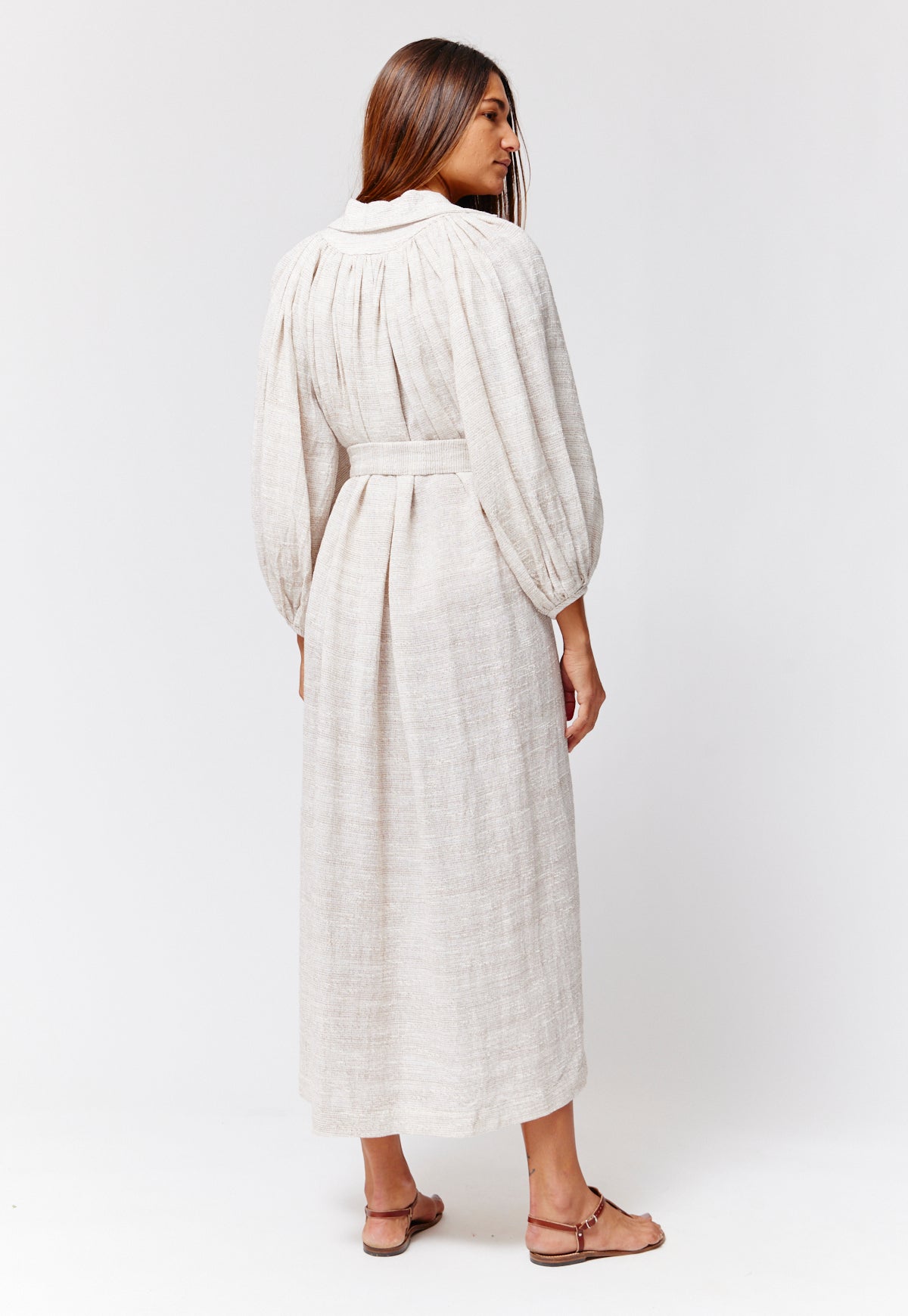 THE POET DRESS in NATURAL STRIPED GAUZE