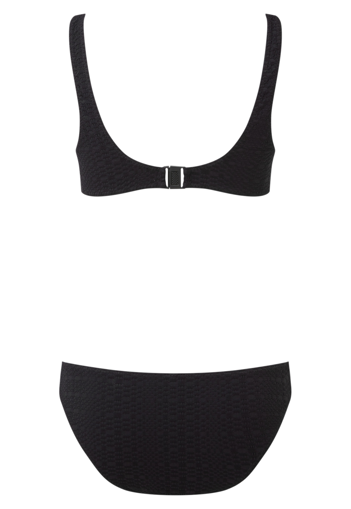 THE SCALLOP CUT-OUT MAILLOT in BLACK SEERSUCKER