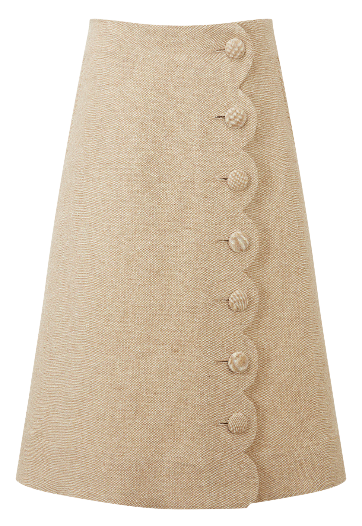 THE SCALLOP A-LINE SKIRT in NATURAL SUMMER TWEED LINEN